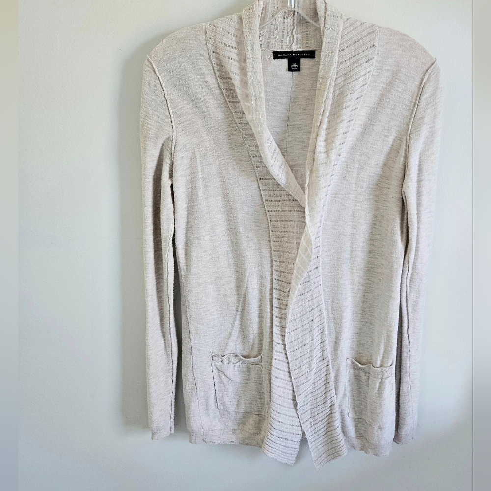 Banana Republic Cream Open-Front Cardigan Lightweight